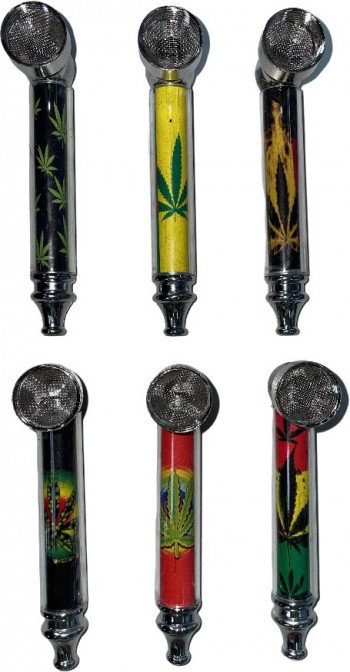 Schraubpfeife Metall 70mm "Rasta" mit Sieb
