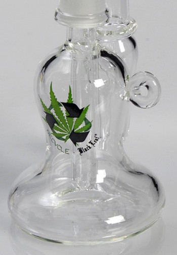 Recycler Glaspfeife mit Diffusor Black Leaf 12,5cm
