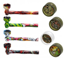 Pfeife aus Metall inkl. Acrylgrinder u. Siebe