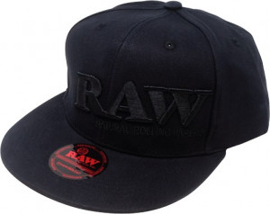 RAW Flat Bill Snap Poker Hat Black