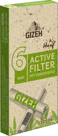 GIZEH Hanf Active Aktivkohlefilter 6mm 10 Stk.