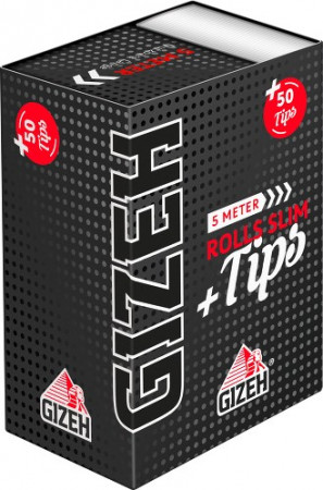 GIZEH Black Rolls + Tips Slim 5m