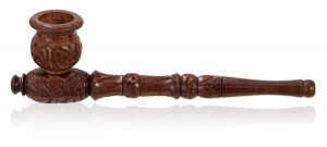 Holz Pfeife XL "Carved Leaves" 20cm