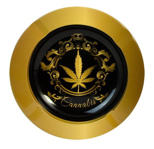 Metall-Aschenbecher Ø13.3cm "Cannabis Gold"