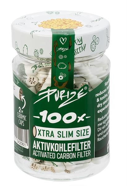 Purize Aktivkohlefilter XTRA Slim 6mm 100 Stk. im Glas