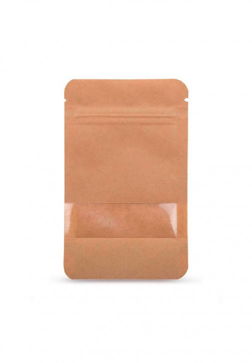 Druckverschlussbeutel Kraftpapier mit Sichtfenster 85x140mm