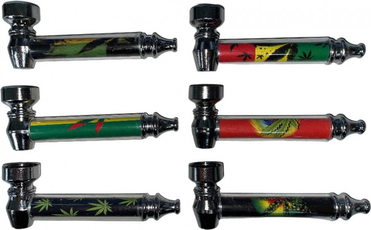 Schraubpfeife Metall 70mm "Rasta" mit Sieb