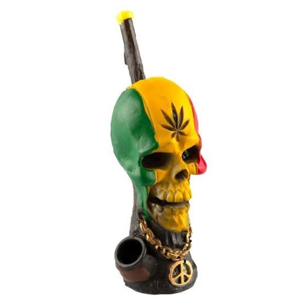Amsterdam Rasta Skull Pipe 18cm