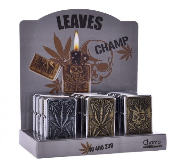 Champ Leaves Skull Zippo Feuerzeug