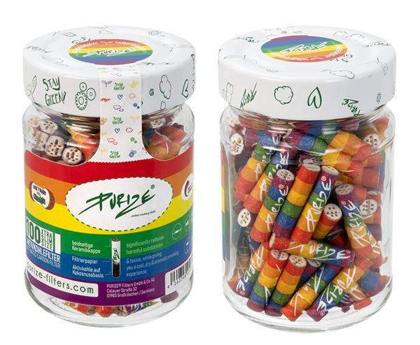 Purize Aktivkohlefilter XTRA Slim Rainbow Edition 100er Glas