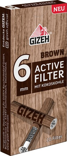 GIZEH Brown Active Aktivkohlefilter 6mm 10 Stk.