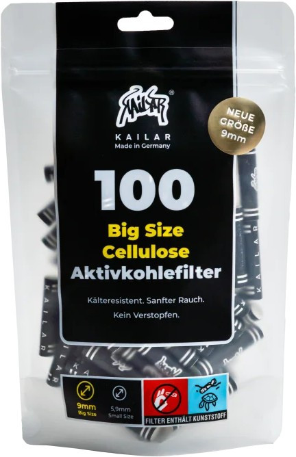 Kailar Cellulose Aktivkohlefilter Big 9mm 100 Stk. schwarz