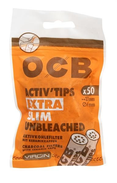 OCB Activ EXTRA Slim Unbleached Aktivkohlefilter 50 Stk