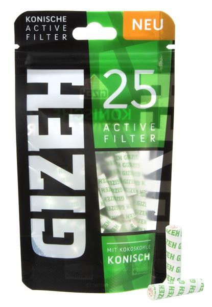 GIZEH konische Aktivkohlefilter 6mm 25 Stk.