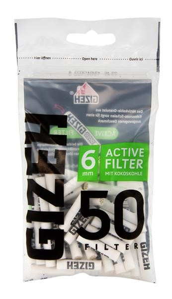 GIZEH Black Active Slim Aktivkohlefilter 6mm 50 Stk.
