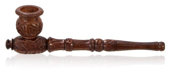 Holz Pfeife XL "Carved Leaves" 20cm