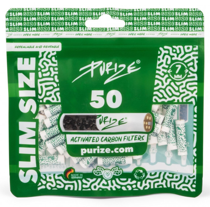 PURIZE Aktivkohlefilter Slim Size 7mm 50 Stk.