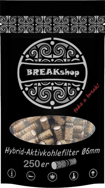 BREAKshop Hybrid- Aktivkohlefilter 6mm 250 Stk.