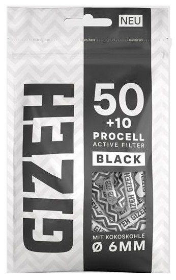 Gizeh ProCell Active Filter BLACK 6mm 50 Stk. + 10 Stk