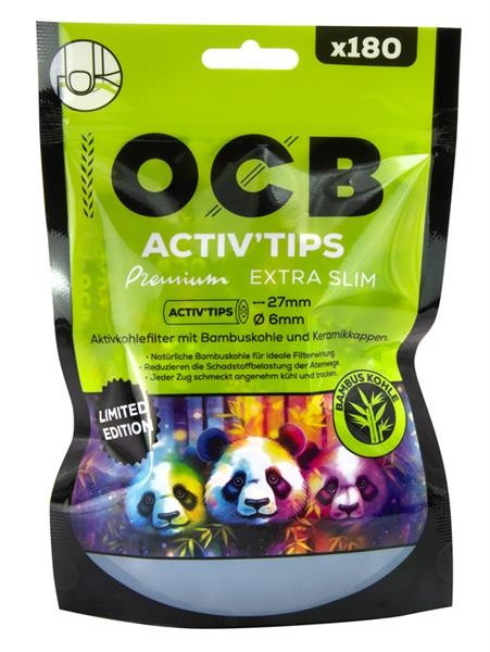 OCB Activ EXTRA Slim LE Aktivkohlefilter 6mm 180 Stk.