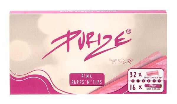 PURIZE Aktivkohlefilter XTRA Slim Pink - 100 Stück Im Nachhaltigen Glas